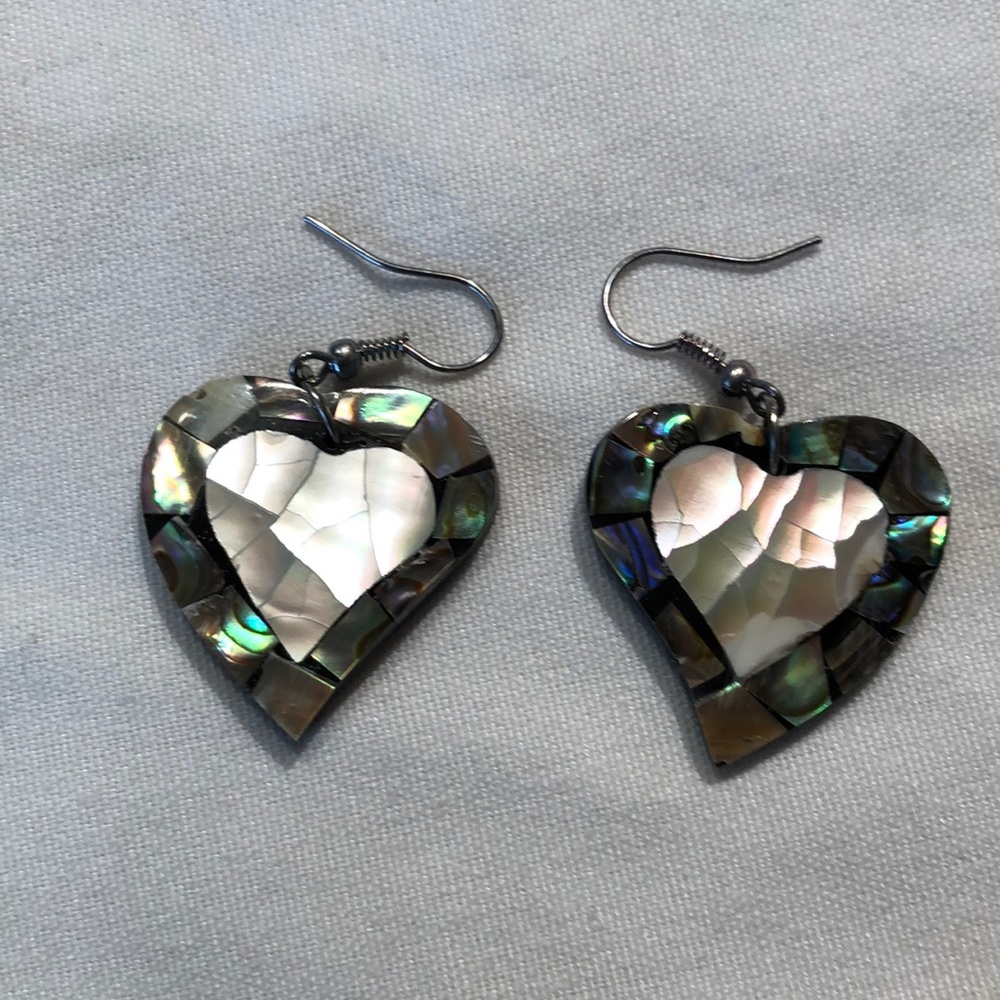 Abalone shell heart earrings